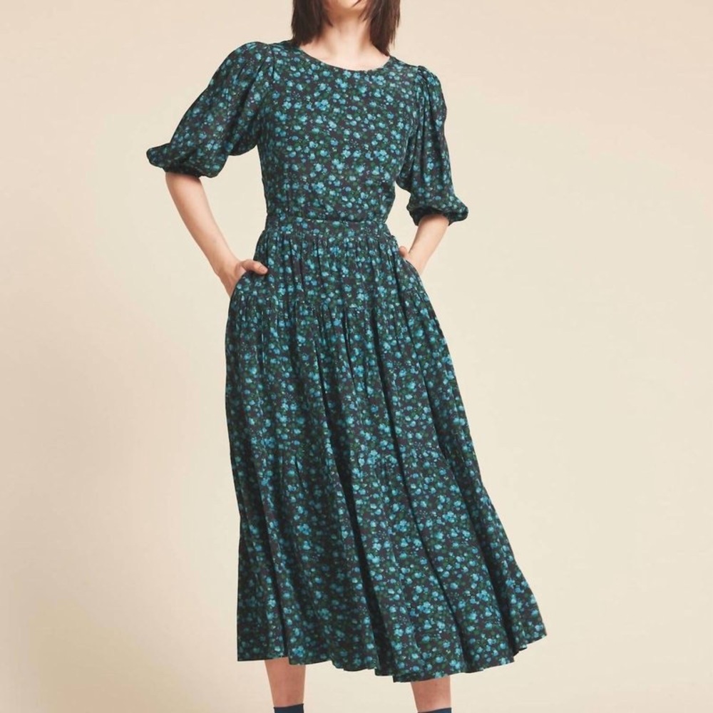 Trovata Birds of Paradise Dark Floral Midi Dress - Size L